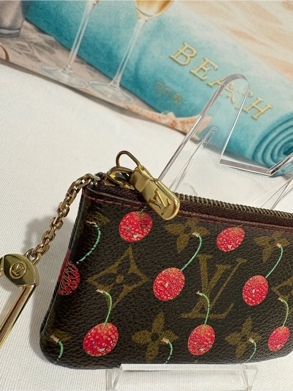 Authentic Louis Vuitton Cerises Monogram Cles Key card case Pouch w/ Certificate